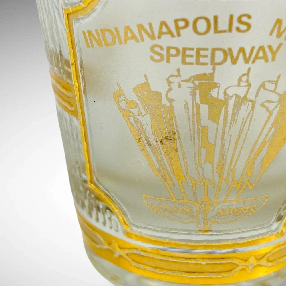 Culver‎ Shot Glass Indianapolis Motor Speedway 22K Gold Overlay 1970s 80s